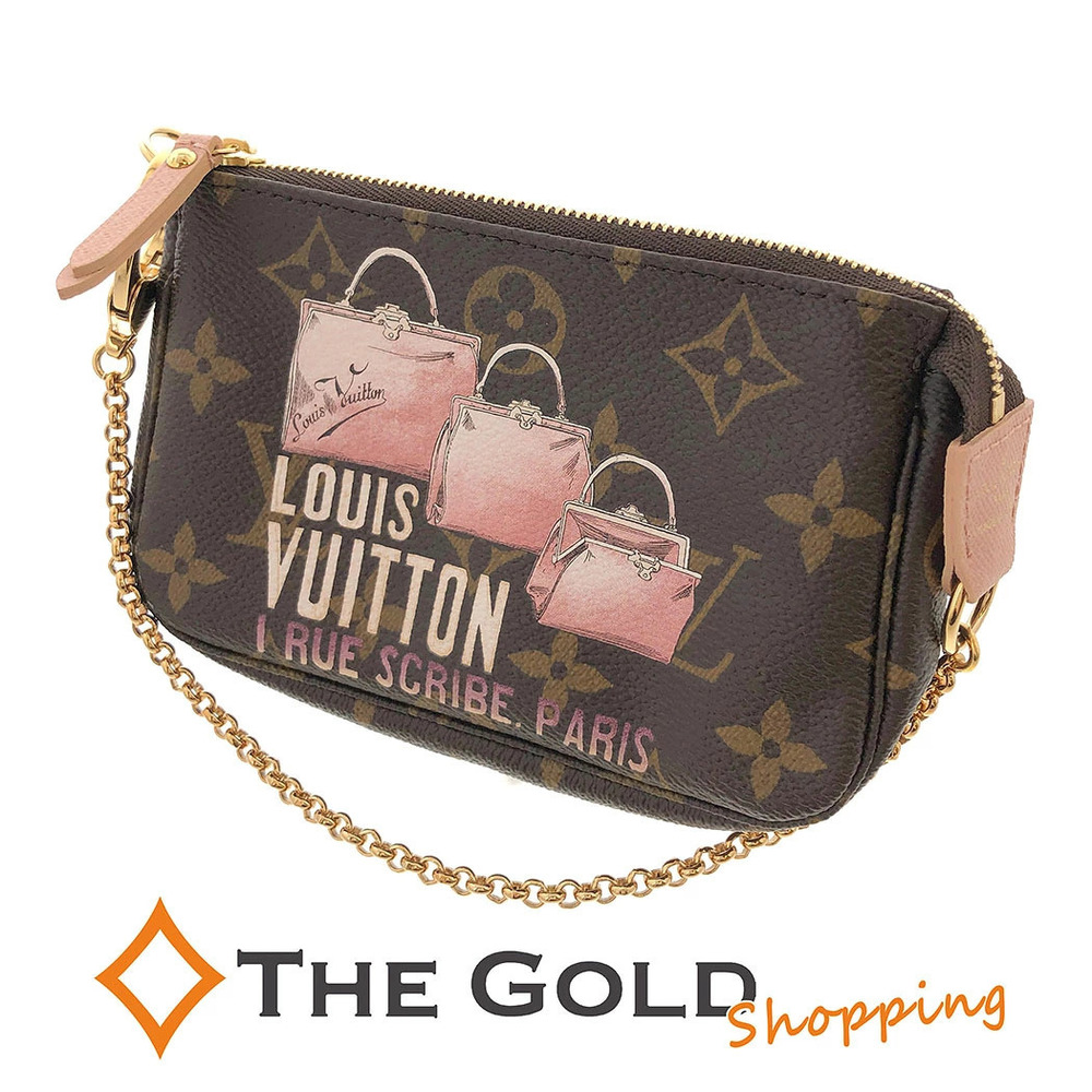 Louis Vuitton Pochette Accessoires Trunk Monogram Pouch Canvas Pink
